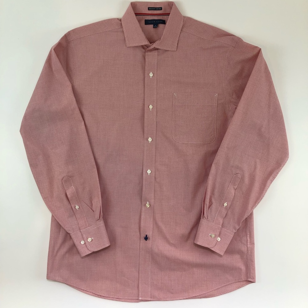 Tommy Hilfiger Mens Red Button Shirt LS 16